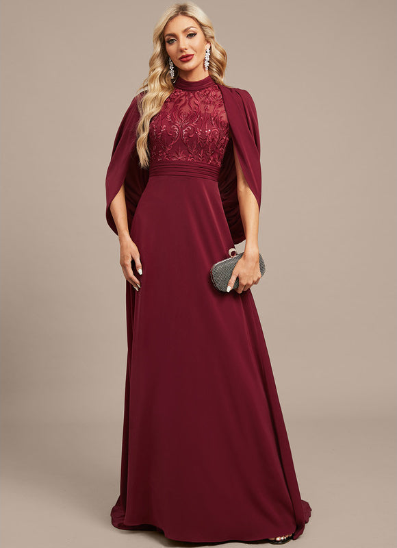 Robe Dentelle Soirée Col Haut - gallery 2