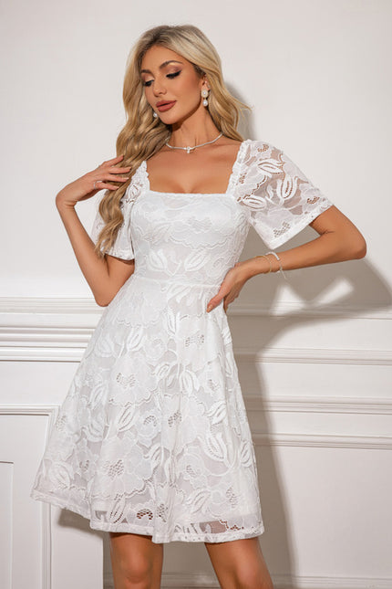 Robe Blanche Dentelle Courte Boheme - gallery 4