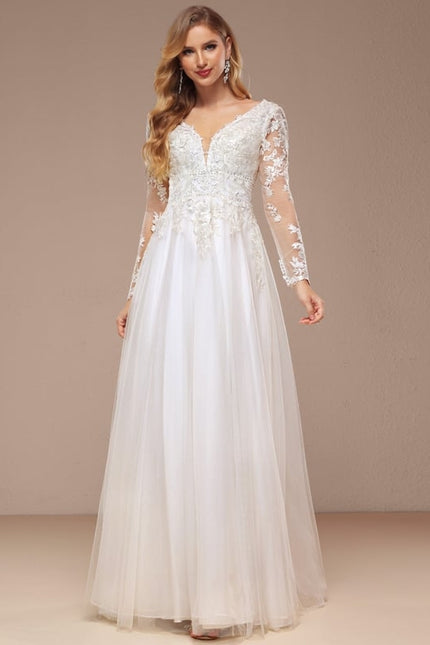 Robe Dentelle Éthérée Perlée - gallery 2
