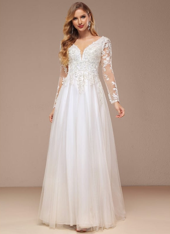 Robe Dentelle Éthérée Perlée - gallery 2