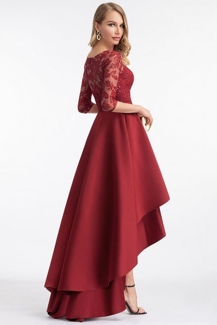Robe De Soirée Longue Rouge Dentelle - gallery 1