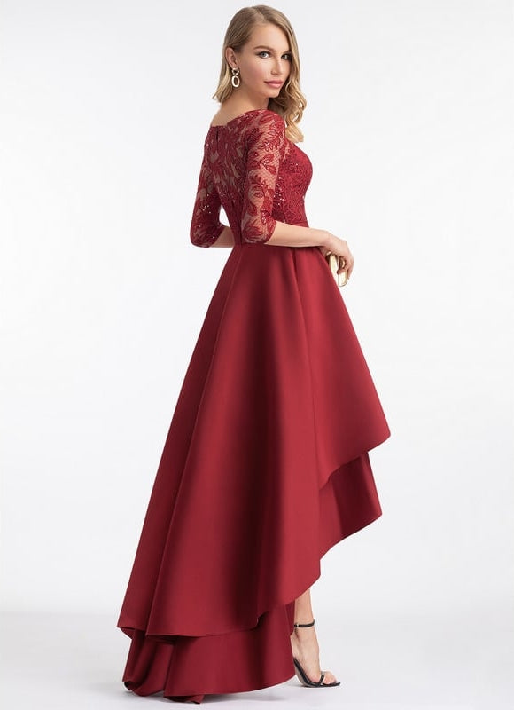 Robe De Soirée Longue Rouge Dentelle - gallery 1