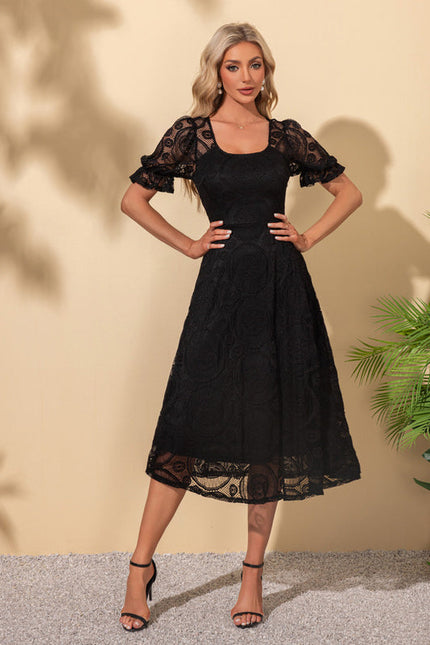 Robe Patineuse Noire Dentelle - gallery 5