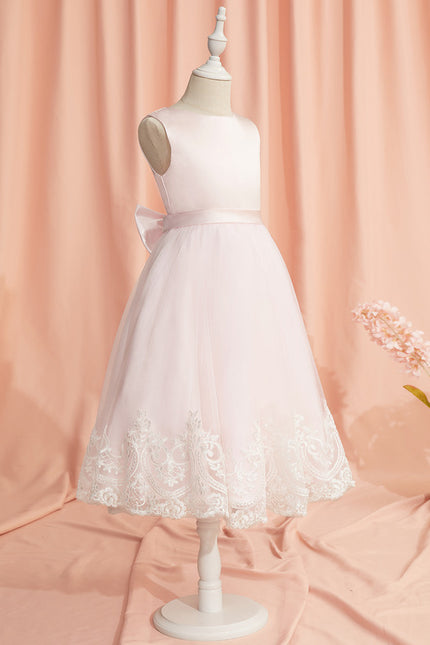 Robe Dentelle Fille Satinée Rose - gallery 4