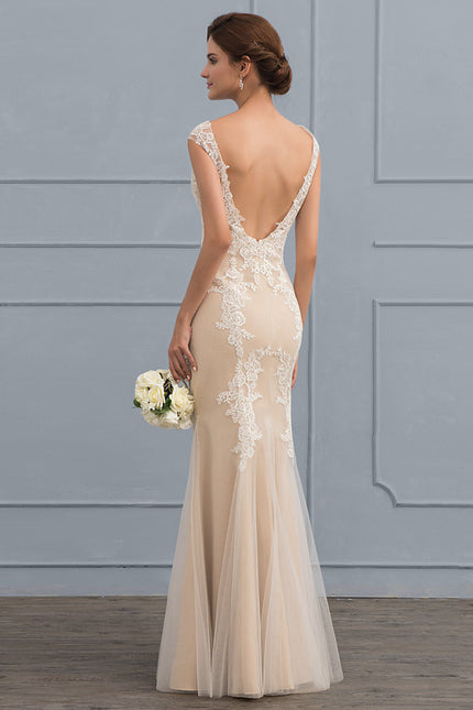 Robe Dentelle Sirène Tulle Écru - gallery 1