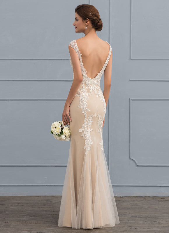 Robe Dentelle Sirène Tulle Écru - gallery 1