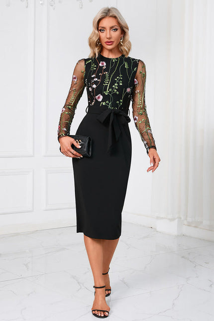 Robe Noire Manches Longues Dentelle