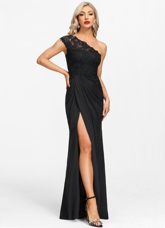 Robe Dentelle Asymétrique Soirée - gallery 4