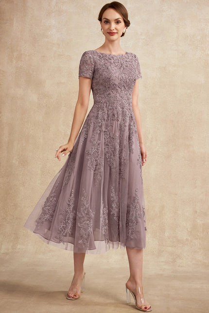 Robe Dentelle Mauve Ornée - gallery 5