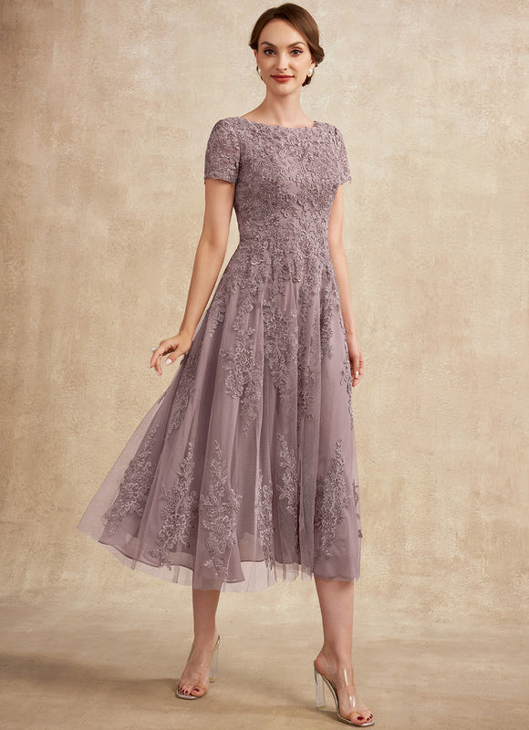 Robe Dentelle Mauve Ornée - gallery 5
