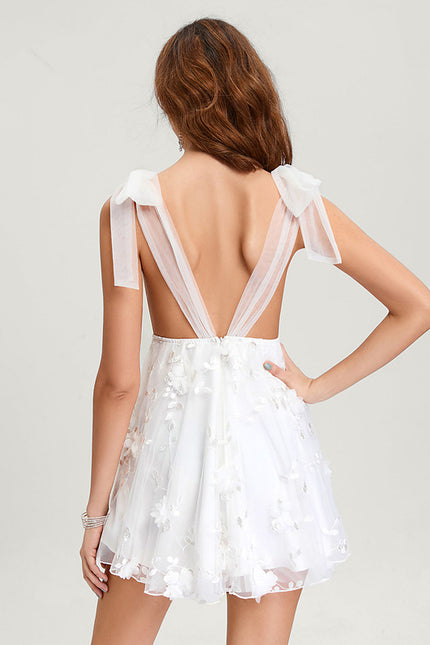 Robe Dentelle Tulle Florale Blanche - gallery 4