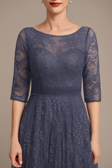 Robe Dentelle En Dentelle Bleu - gallery 7
