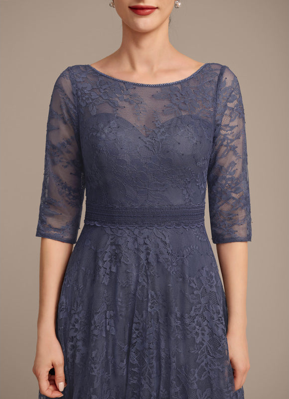 Robe Dentelle En Dentelle Bleu - gallery 7