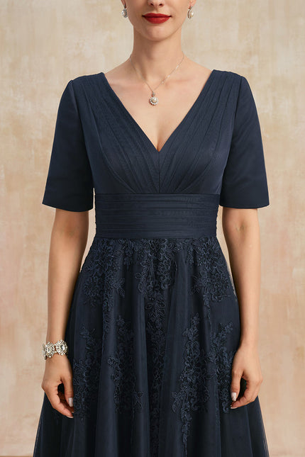 Robe Dentelle Marine Élégante - gallery 6