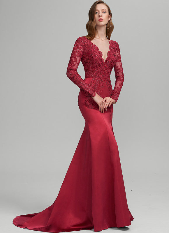 Robe Rouge Dos Nu Dentelle