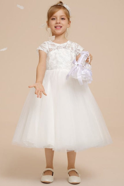 Robe Dentelle Tulle Blanc Festif - gallery 4
