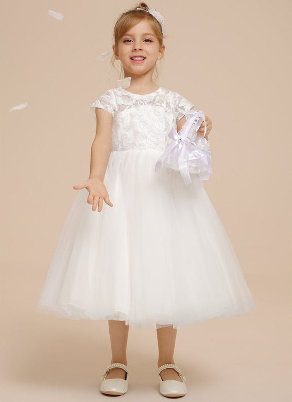 Robe Dentelle Tulle Blanc Festif - gallery 4