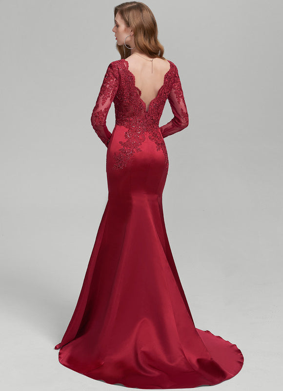 Robe Rouge Dos Nu Dentelle - gallery 3