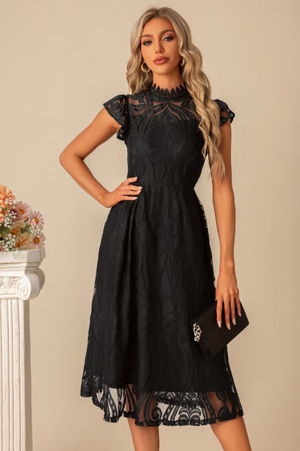 Robe Dentelle Dentelle Marine Élégante - gallery 7