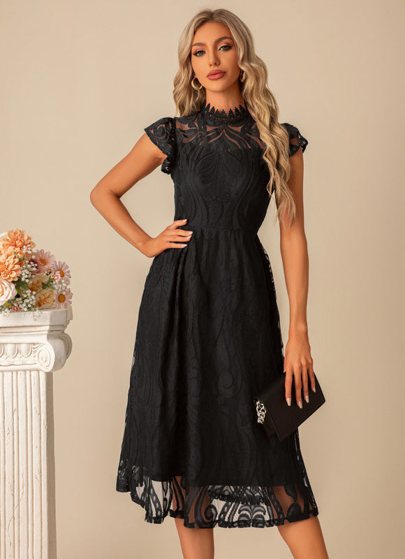 Robe Dentelle Dentelle Marine Élégante - gallery 7
