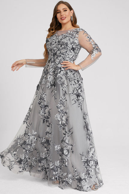 Robe Dentelle Florale Grise - gallery 7