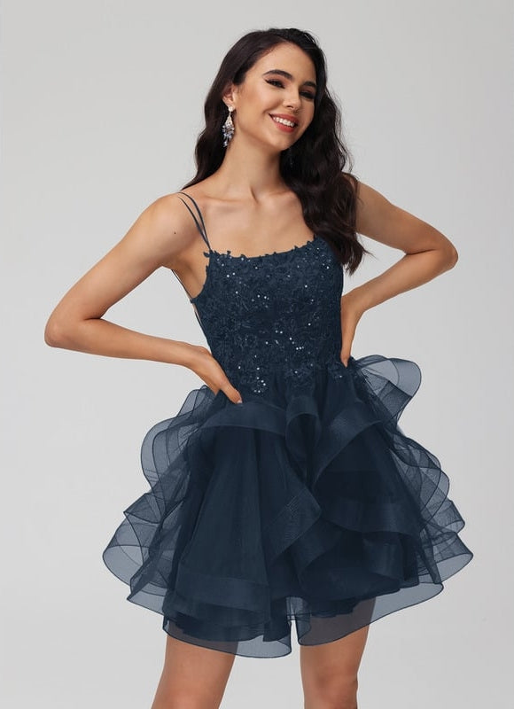 Robe Dentelle Tulle Festif Marine