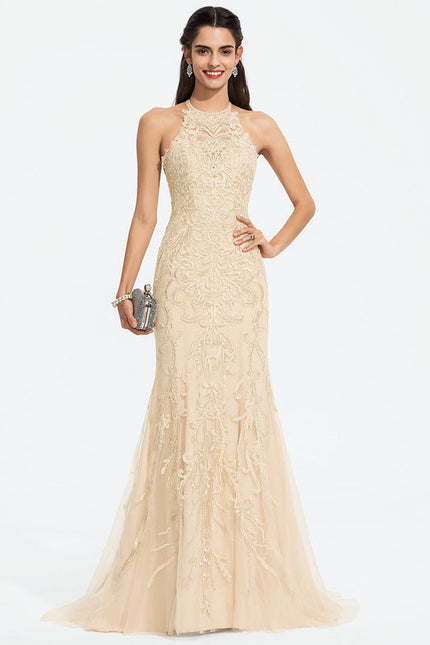 Robe Dentelle Sirène Écrue - gallery 1