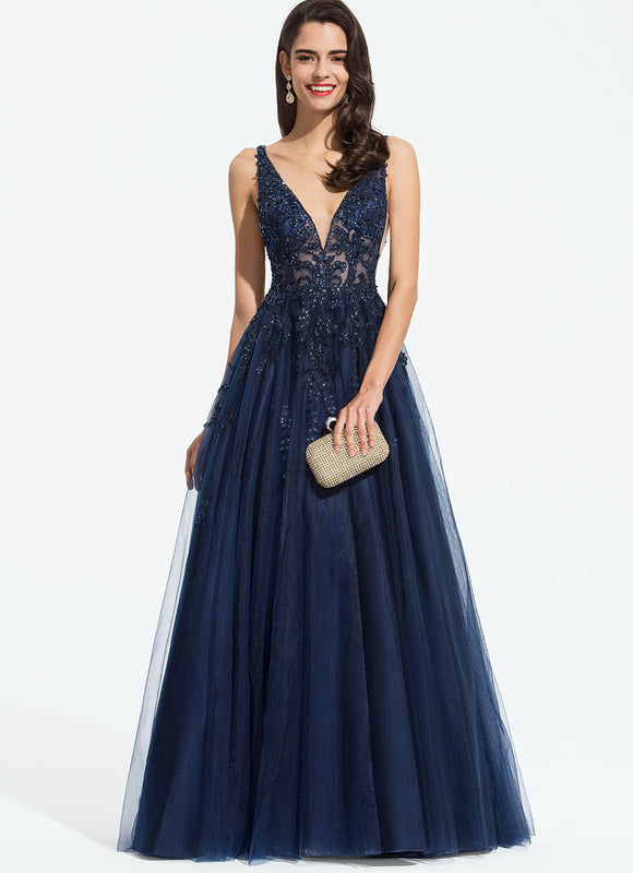 Robe Dentelle Soirée Bleu Nuit - gallery 8