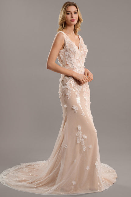 Robe Dentelle Sirène Perlée - gallery 3