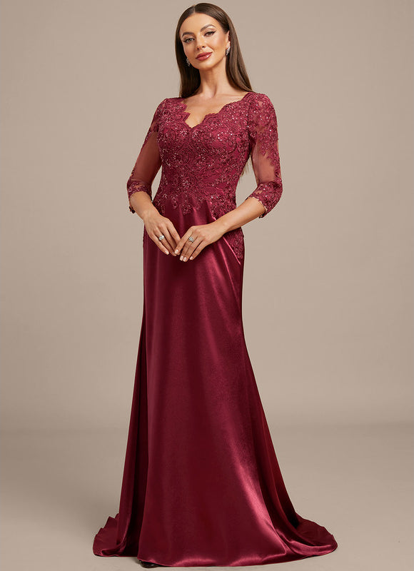 Robe Dentelle Satin Bordeaux Élégante - gallery 5