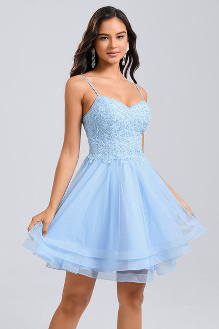 Robe Dentelle Tulle Bleu Pastel - gallery 3
