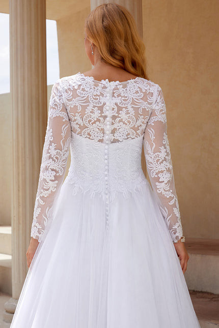 Robe Dentelle Classique Tulle Élégant - gallery 2
