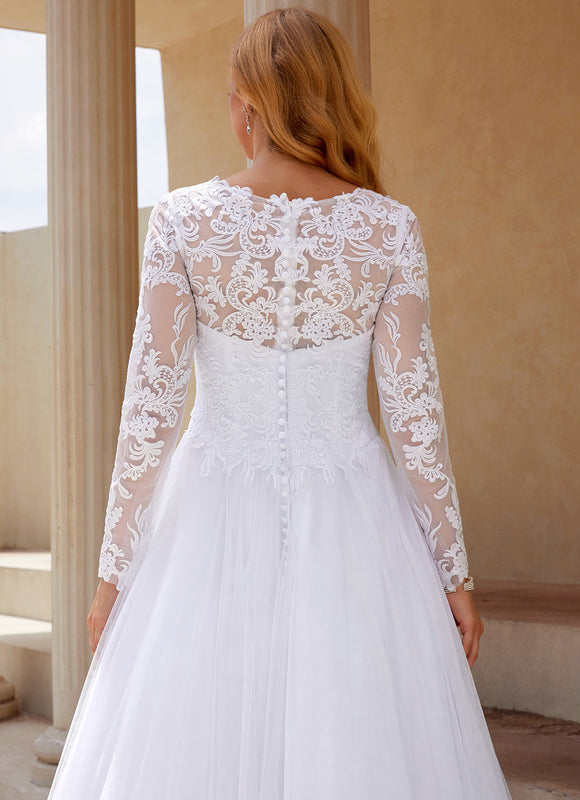 Robe Dentelle Classique Tulle Élégant - gallery 2