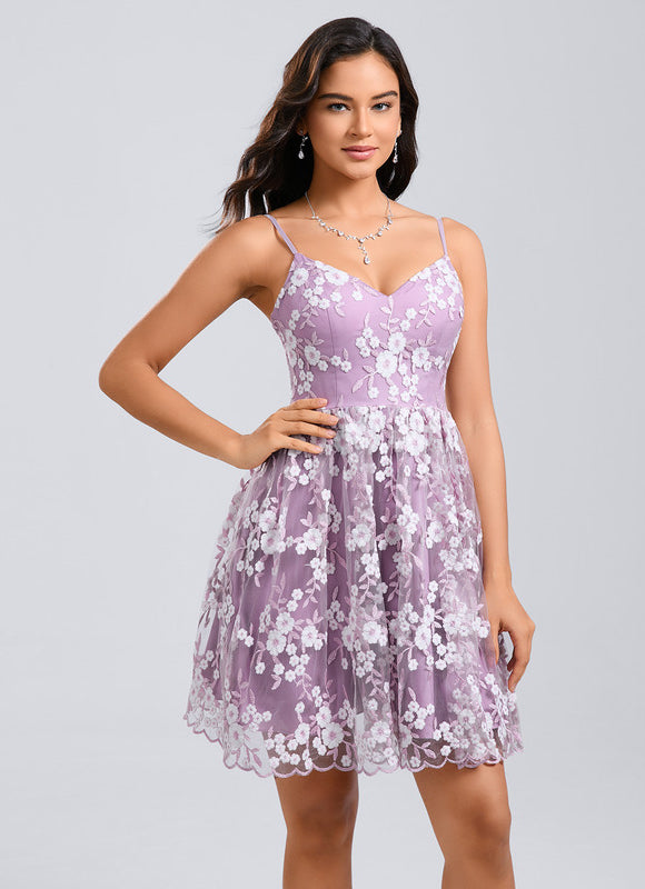 Robe Dentelle Lilas Brodée - gallery 6