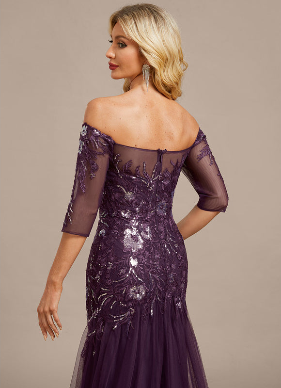 Robe Dentelle Violette Ornée - gallery 7