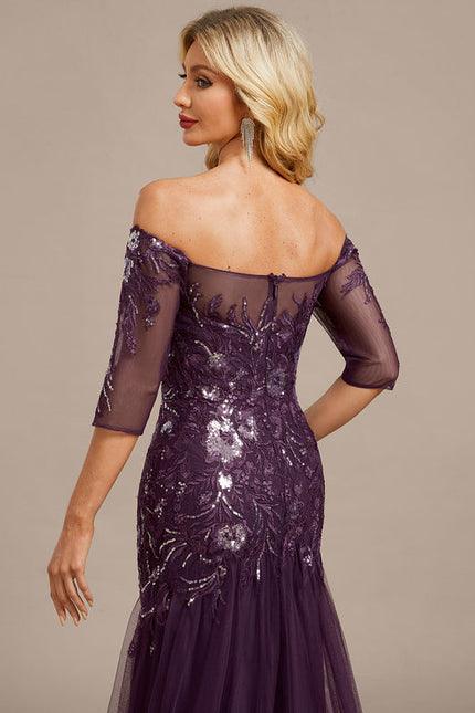 Robe Dentelle Violette Ornée - gallery 7