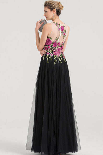 Robe Dentelle Tulle Noir Floral - gallery 3