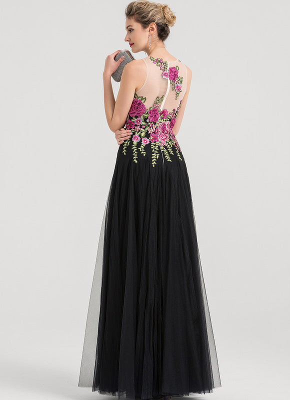 Robe Dentelle Tulle Noir Floral - gallery 3