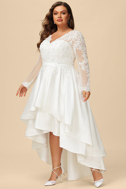 Robe Dentelle Nuptiale Asymétrique Satinée - gallery 8