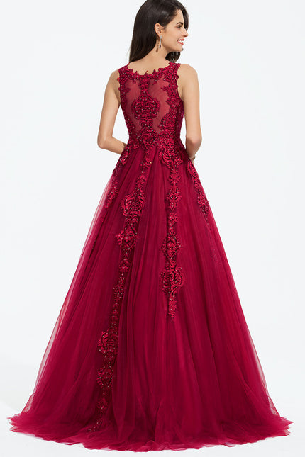 Robe Dentelle Rubis Ornée - gallery 2