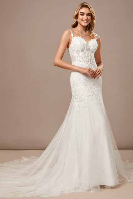 Robe Dentelle Sirène Tulle Floral - gallery 3