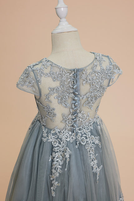 Robe Dentelle Nuptiale Enfant Tulle - gallery 1