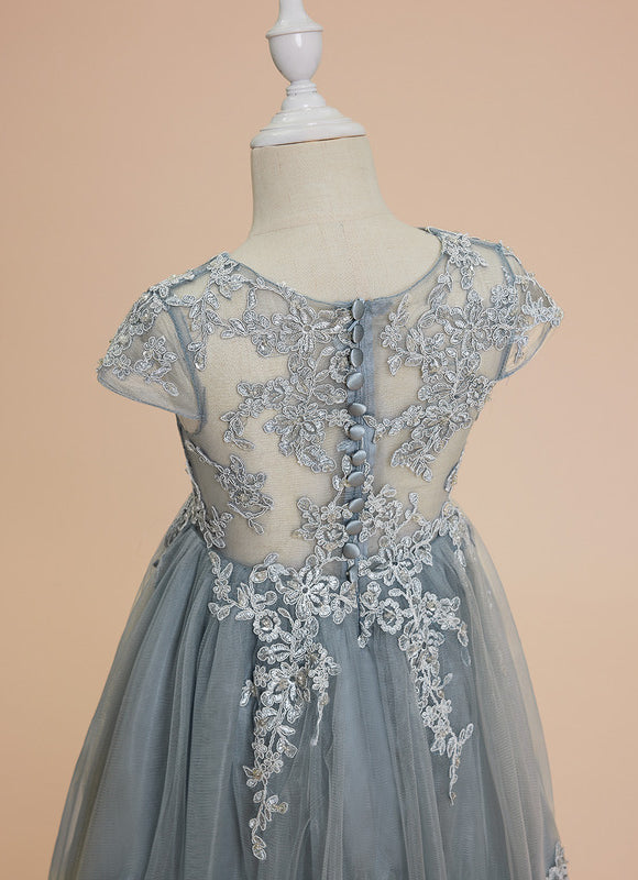 Robe Dentelle Nuptiale Enfant Tulle - gallery 1