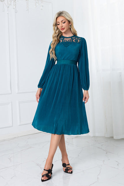 Robe Dentelle Midi Plissée Chic - gallery 1