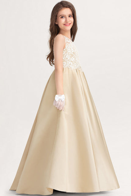 Robe Dentelle Satin Beige - gallery 4