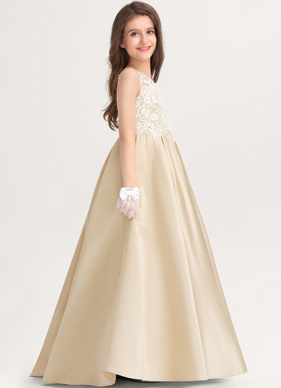 Robe Dentelle Satin Beige - gallery 4