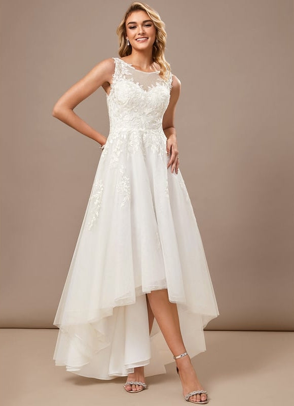 Robe Blanche Dentelle Asymétrique