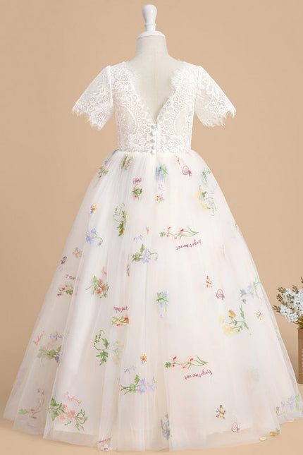 Robe Dentelle Tulle Marine Fleurie - gallery 5