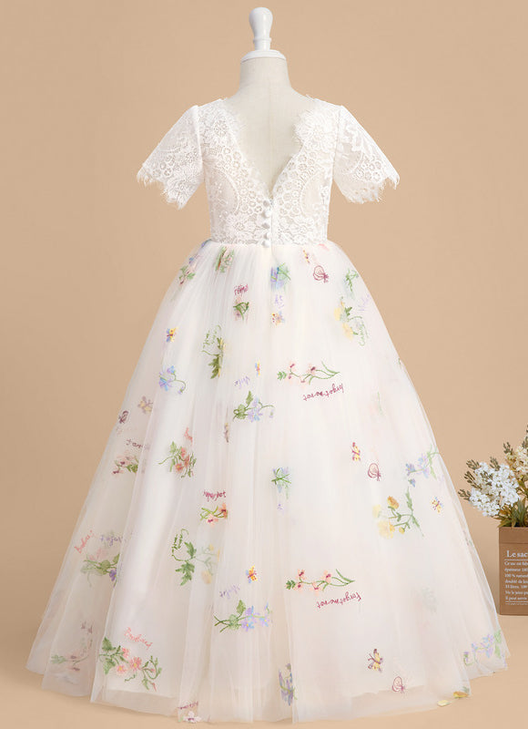 Robe Dentelle Tulle Marine Fleurie - gallery 5