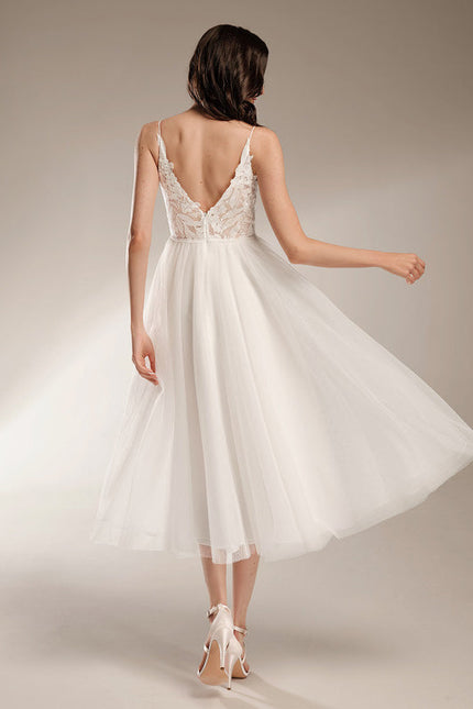 Robe Trapeze Blanche Dentelle - gallery 3